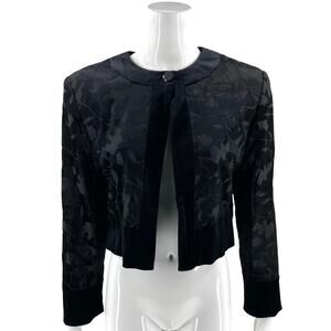 Nygard Collection Womens Bolero Jacket Sz 8 Petite Black Velour Burnout Evening